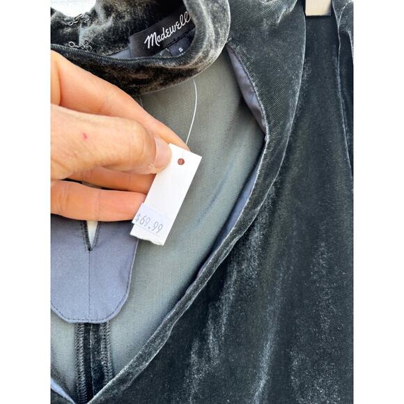 NWT Madewell Green Velvet Choker Top, Deep V Neck, Size S - Picture 5 of 11